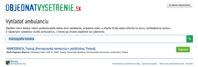 vyhľadanie ambulancie