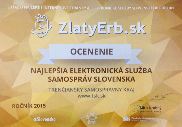 Zlatý Erb 2015 - Najlepšia elektronická služba samospráv Slovenska