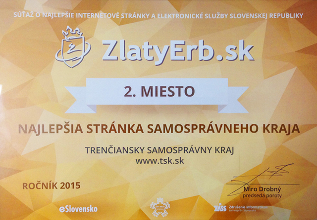 Zlatý erb 2015 - Najlepšia stránka samosprávneho kraja