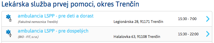 ambulancie LSPP v okrese