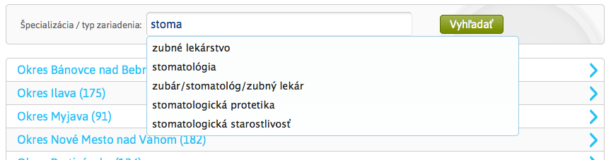 Vyhľadanie ambulancie