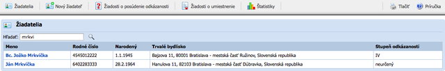 Žiadatelia o sociálne služby