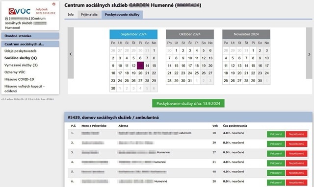 prijímatelia v ambulantnej službe